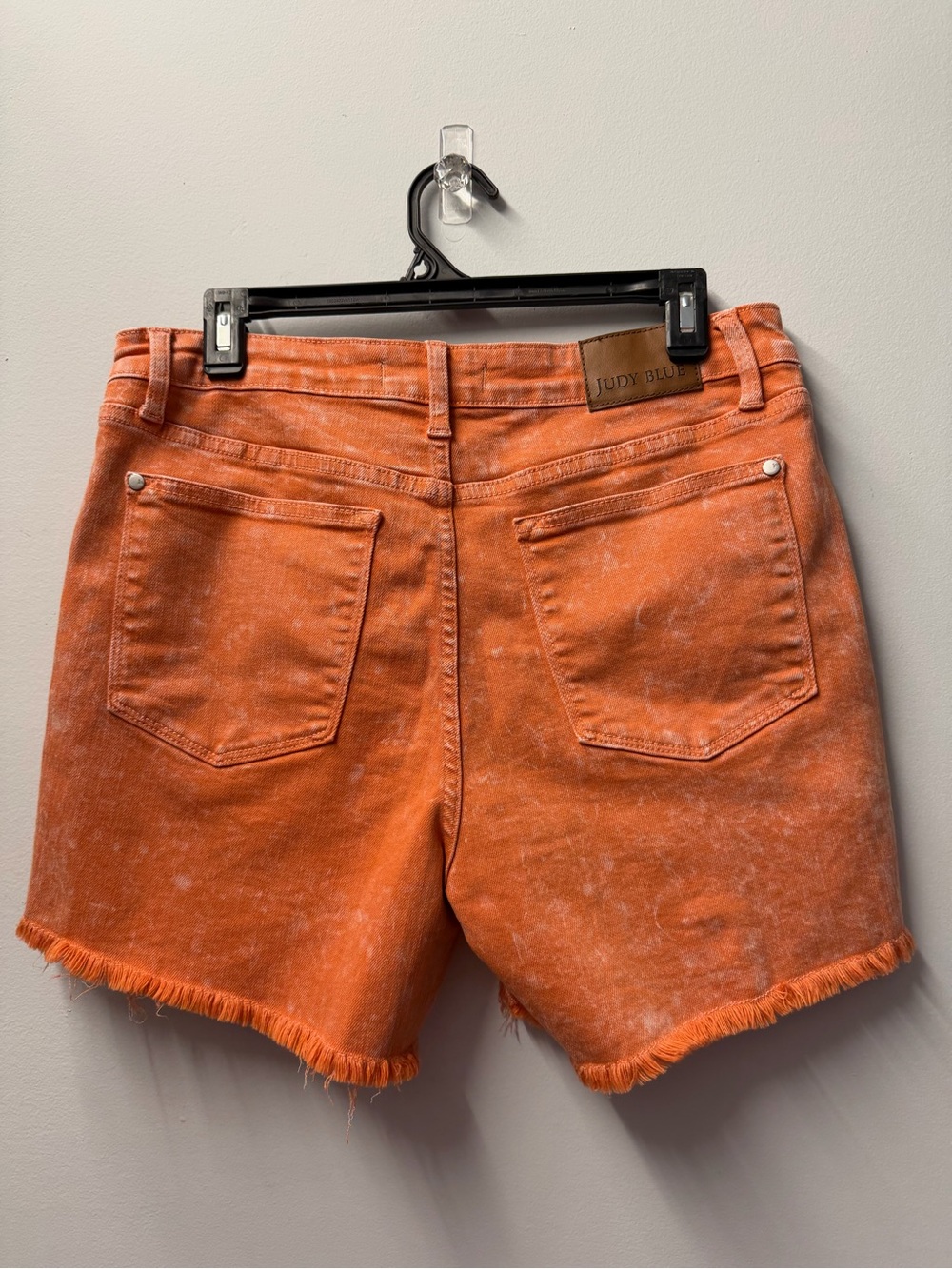 Judy Blue Orange Acid-Wash Frayed Hem Denim Shorts - Picture 2 of 14
